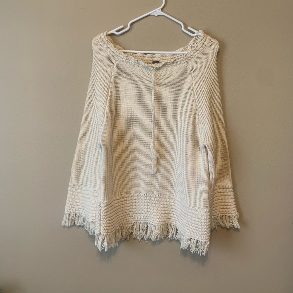 Free People cream fringe sweater XS